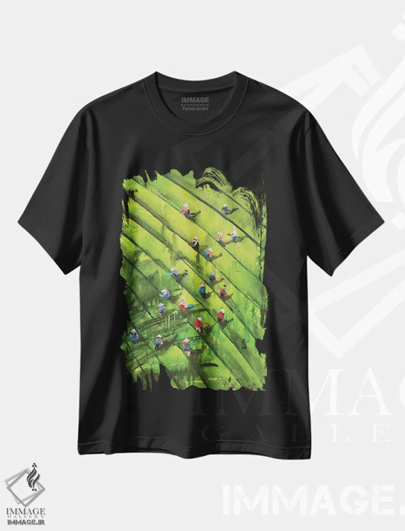 تیشرت مشکی طرح دار برداشت چای سیلان، مدیوم اثر بوگدان شیپتنکو | فروشگاه ایماژ