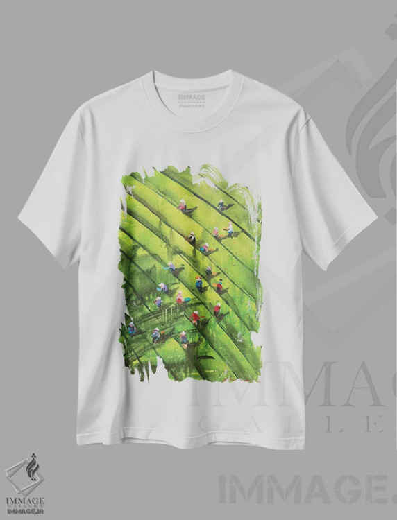 تیشرت سفید طرح دار برداشت چای سیلان، مدیوم اثر بوگدان شیپتنکو | immage.ir