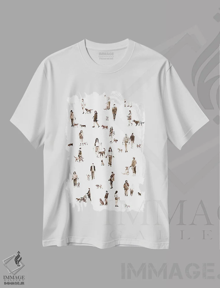 تیشرت سفید طرح دار سگ، تزئینی اثر بوگدان شیپتنکو | فروشگاه ایماژ