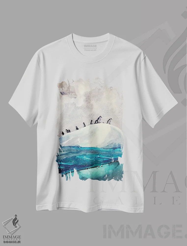 تیشرت سفید طرح دار پنگوئن های جنوبگان، مدیوم اثر بوگدان شیپتنکو | فروشگاه ایماژ