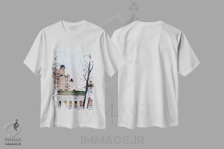 تیشرت سفید طرح دار کیف هنگام عصر، تزئینی اثر بوگدان شیپتنکو | immage.ir