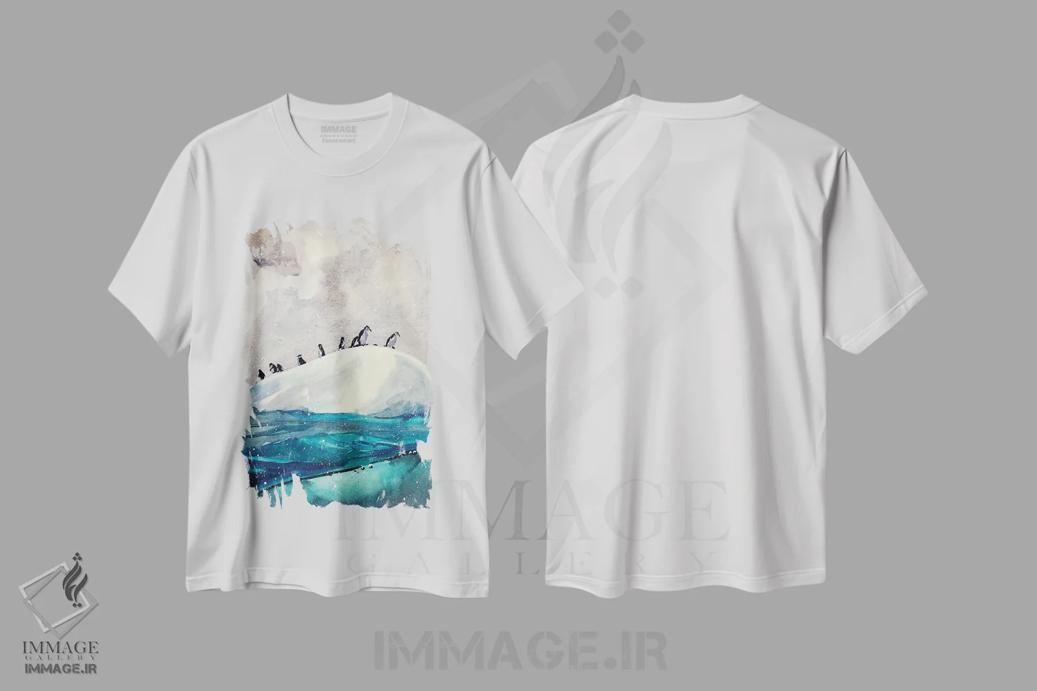 تیشرت سفید طرح دار پنگوئن های جنوبگان، مدیوم اثر بوگدان شیپتنکو | فروشگاه ایماژ