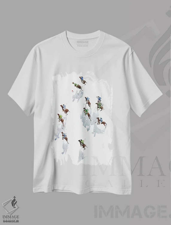 تیشرت سفید طرح دار بازیکنان چوگان، تزئینی اثر بوگدان شیپتنکو | immage.ir