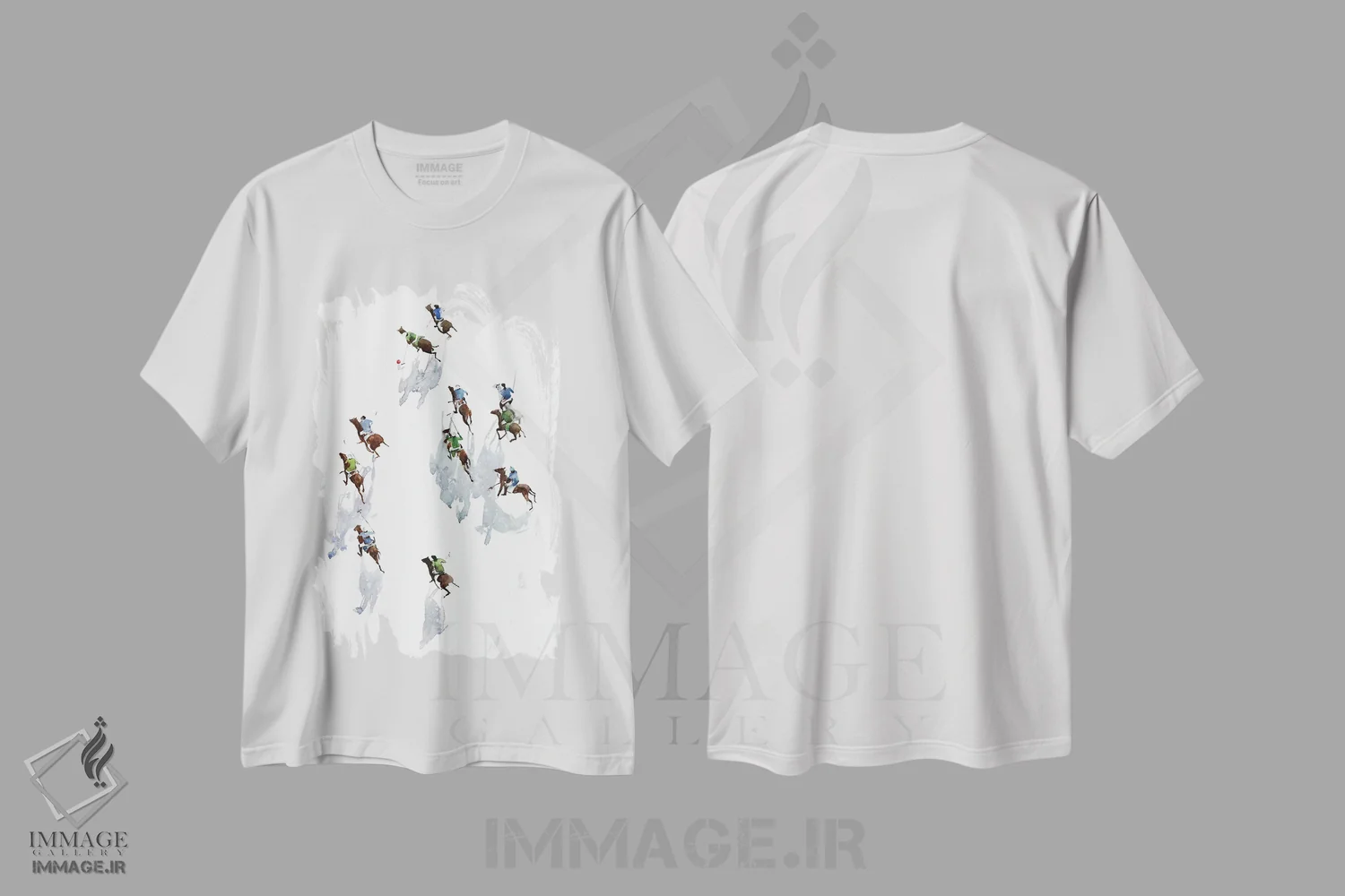 تیشرت سفید طرح دار بازیکنان چوگان، تزئینی اثر بوگدان شیپتنکو | immage.ir
