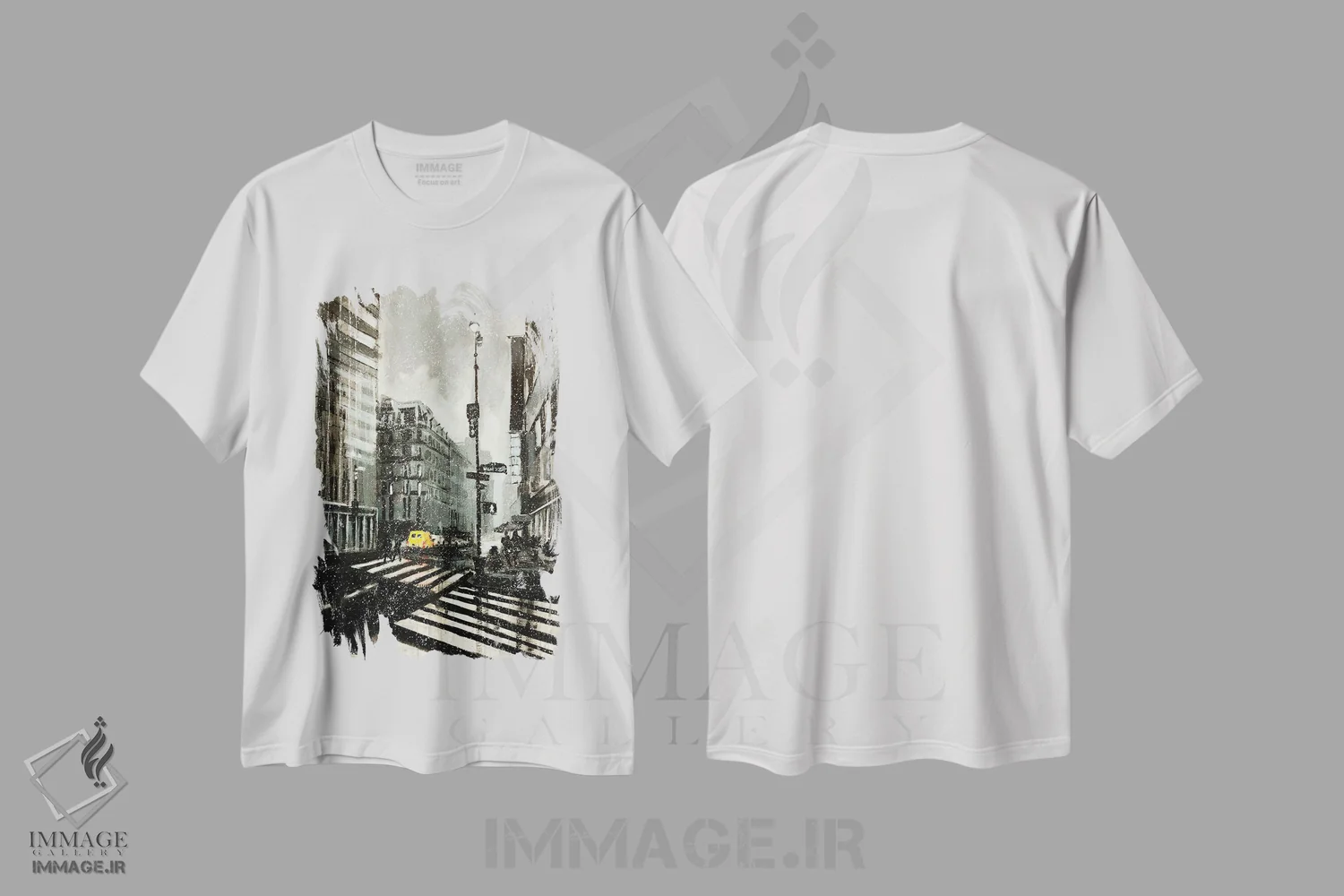 تیشرت سفید طرح دار زمستان نیویورک، تزئینی اثر بوگدان شیپتنکو | فروشگاه ایماژ