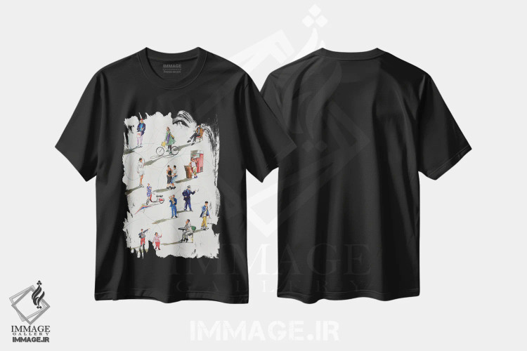 تیشرت مشکی طرح دار آن ها که عاشق زندگی اند، تزئینی اثر بوگدان شیپتنکو | immage.ir