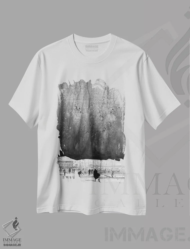تیشرت سفید طرح دار زیر یک چتر، تزئینی اثر بوگدان شیپتنکو | immage.ir