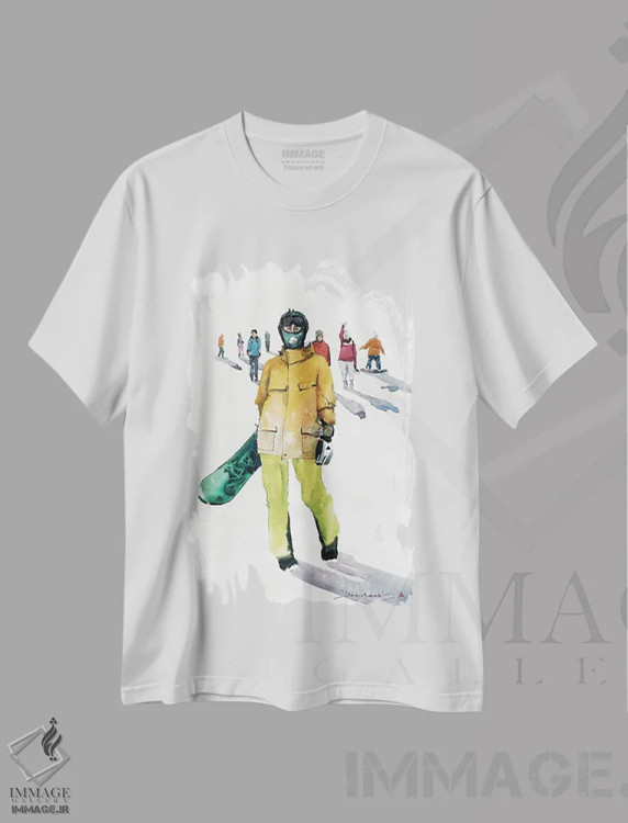 تیشرت سفید طرح دار اسنوبوردبازها، مدیوم اثر بوگدان شیپتنکو | immage.ir