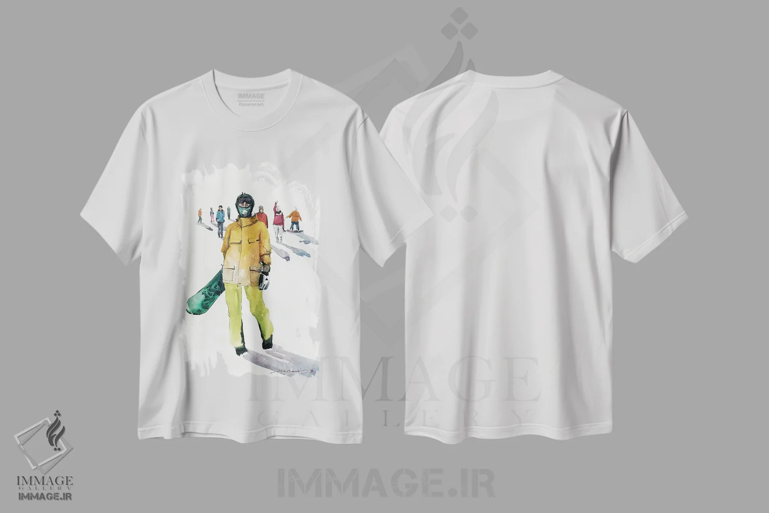 تیشرت سفید طرح دار اسنوبوردبازها، مدیوم اثر بوگدان شیپتنکو | immage.ir