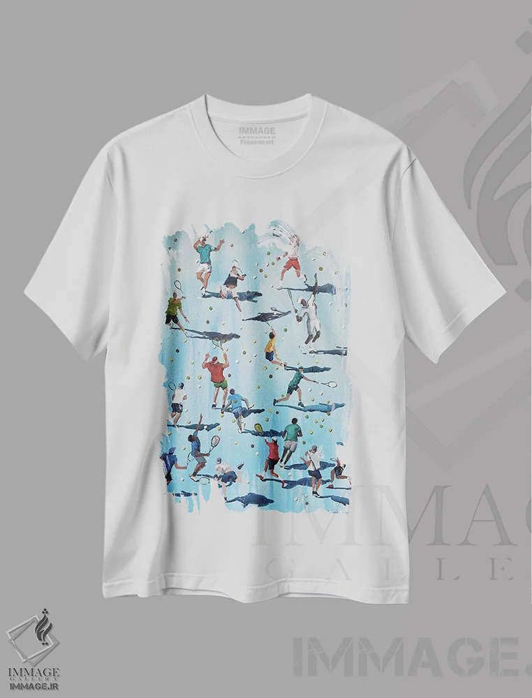 تیشرت سفید طرح دار بازیکنان تنیس، مدیوم اثر بوگدان شیپتنکو | immage.ir