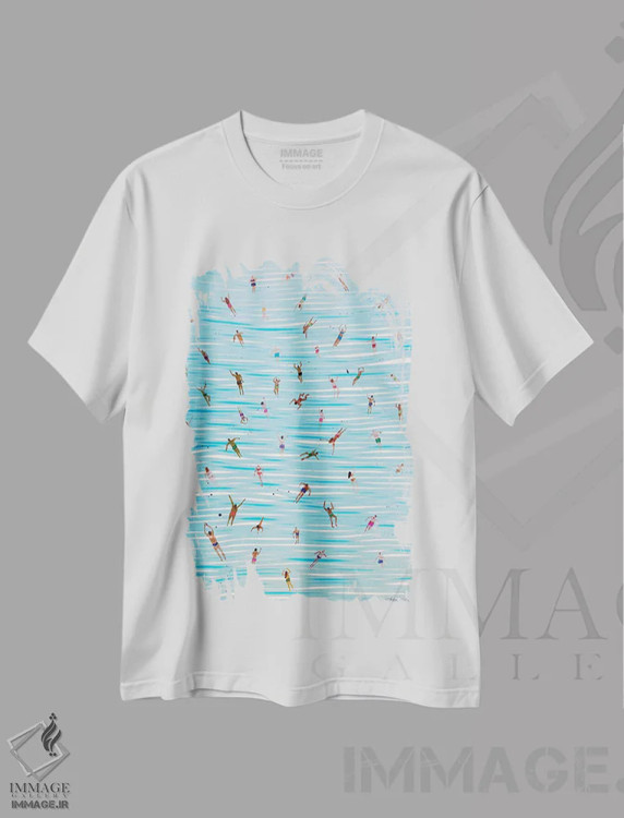 تیشرت سفید طرح دار شنا کردن، دکور ساحلی اثر بوگدان شیپتنکو | immage.ir