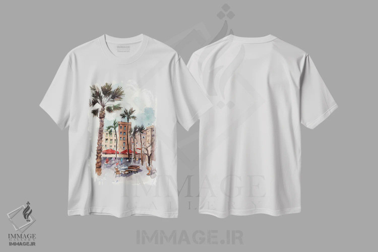 تیشرت سفید طرح دار بارسلونا، دکور معاصر اثر بوگدان شیپتنکو | immage.ir
