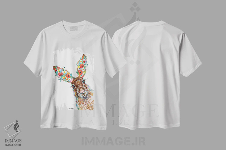 تیشرت سفید طرح دار خرگوش گیاهی، مدیوم اثر بیبزآرتس | immage.ir