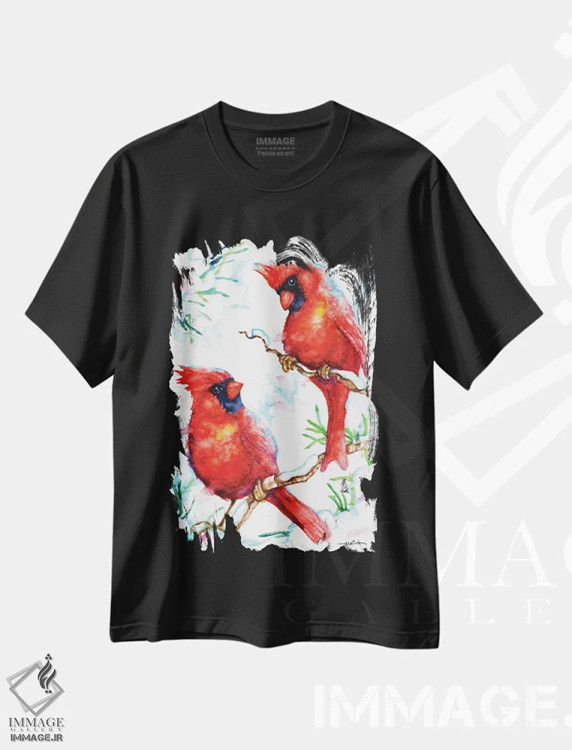تیشرت مشکی طرح دار کاردینال های سرخ، مدیوم اثر بیبزآرتس | immage.ir
