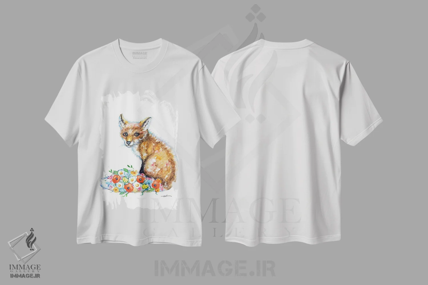 تیشرت سفید طرح دار دم روباه، مدیوم اثر بیبزآرتس | فروشگاه ایماژ