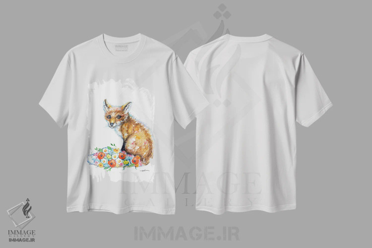 تیشرت سفید طرح دار دم روباه، مدیوم اثر بیبزآرتس | فروشگاه ایماژ