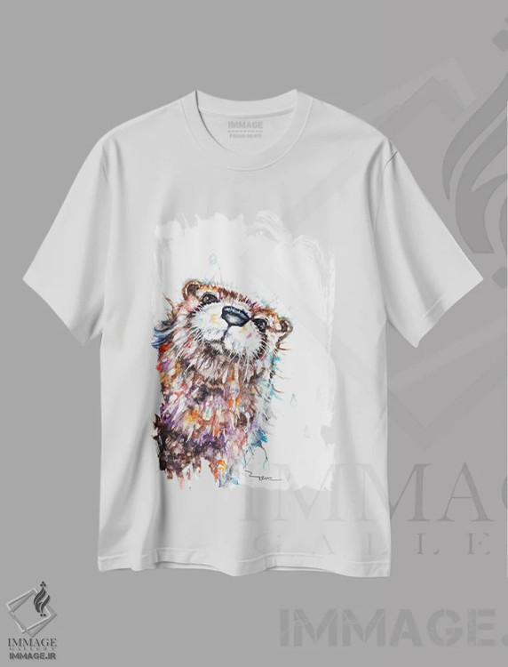 تیشرت سفید طرح دار سمور کنجکاو، مدیوم اثر بیبزآرتس | immage.ir