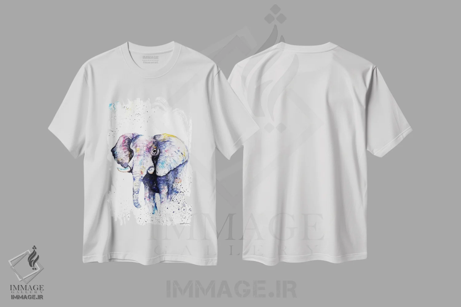 تیشرت سفید طرح دار فیل هرگز فراموش نمی کند، مدیوم اثر بیبزآرتس | immage.ir