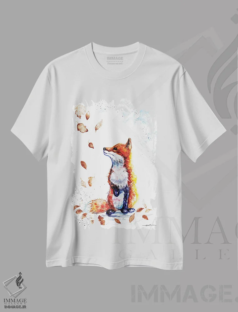 تیشرت سفید طرح دار روباه پائیزی، مدیوم اثر بیبزآرتس | فروشگاه ایماژ