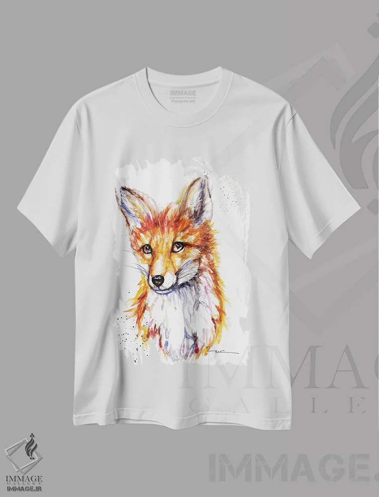 تیشرت سفید طرح دار روباه، مدیوم اثر بیبزآرتس | immage.ir