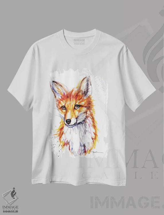 تیشرت سفید طرح دار روباه، مدیوم اثر بیبزآرتس | immage.ir