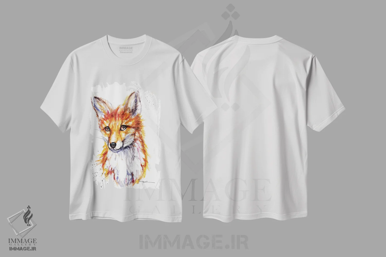 تیشرت سفید طرح دار روباه، مدیوم اثر بیبزآرتس | immage.ir