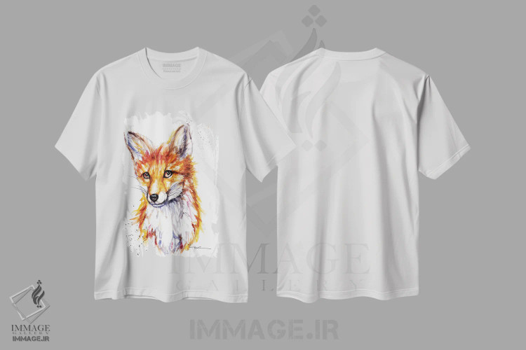 تیشرت سفید طرح دار روباه، مدیوم اثر بیبزآرتس | immage.ir