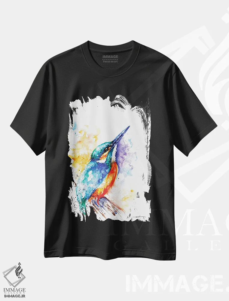 تیشرت مشکی طرح دار مرغ ماهی خوار ۱، مدیوم اثر بیبزآرتس | فروشگاه ایماژ