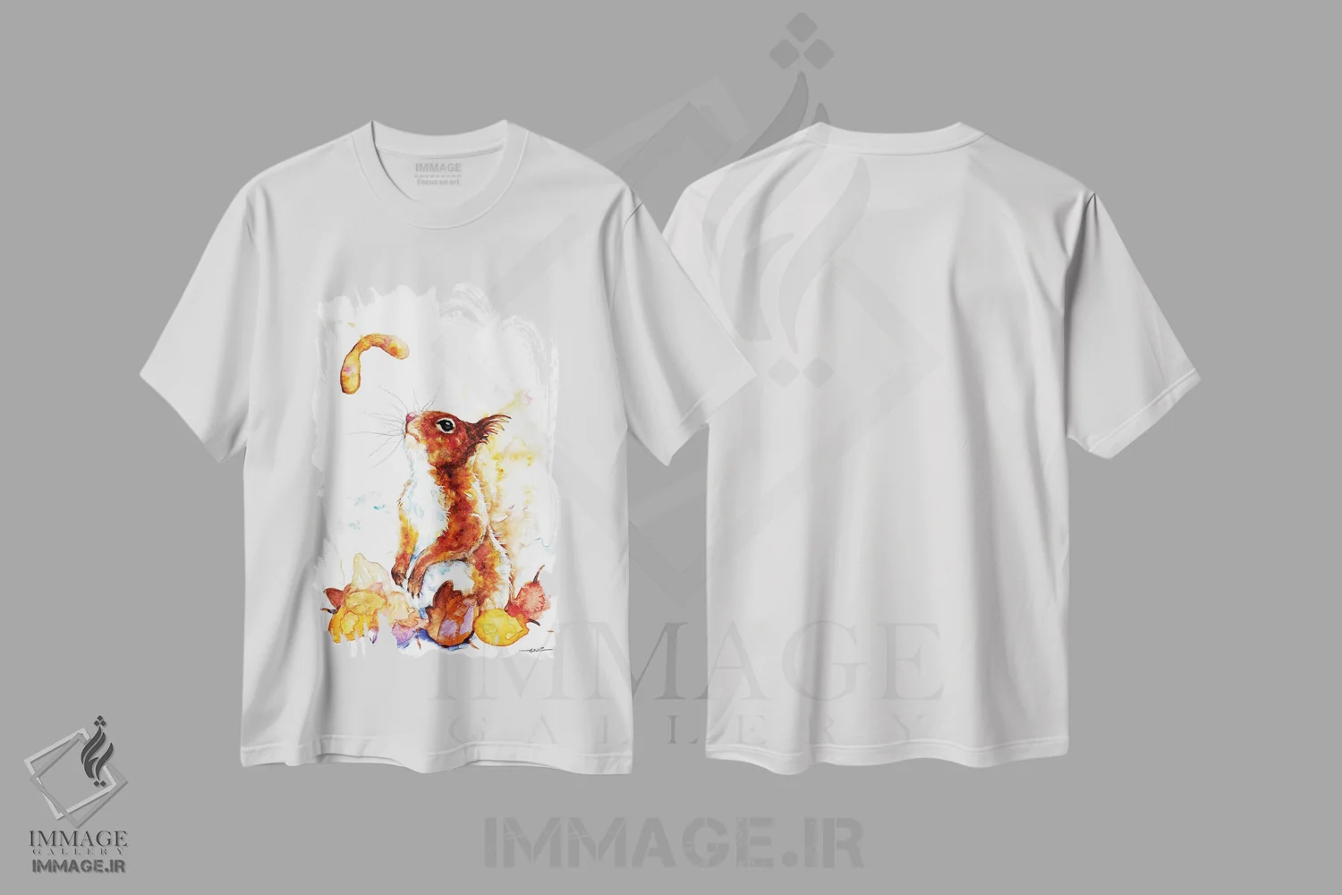 تیشرت سفید طرح دار سنجاب پائیزی، مدیوم اثر بیبزآرتس | فروشگاه ایماژ