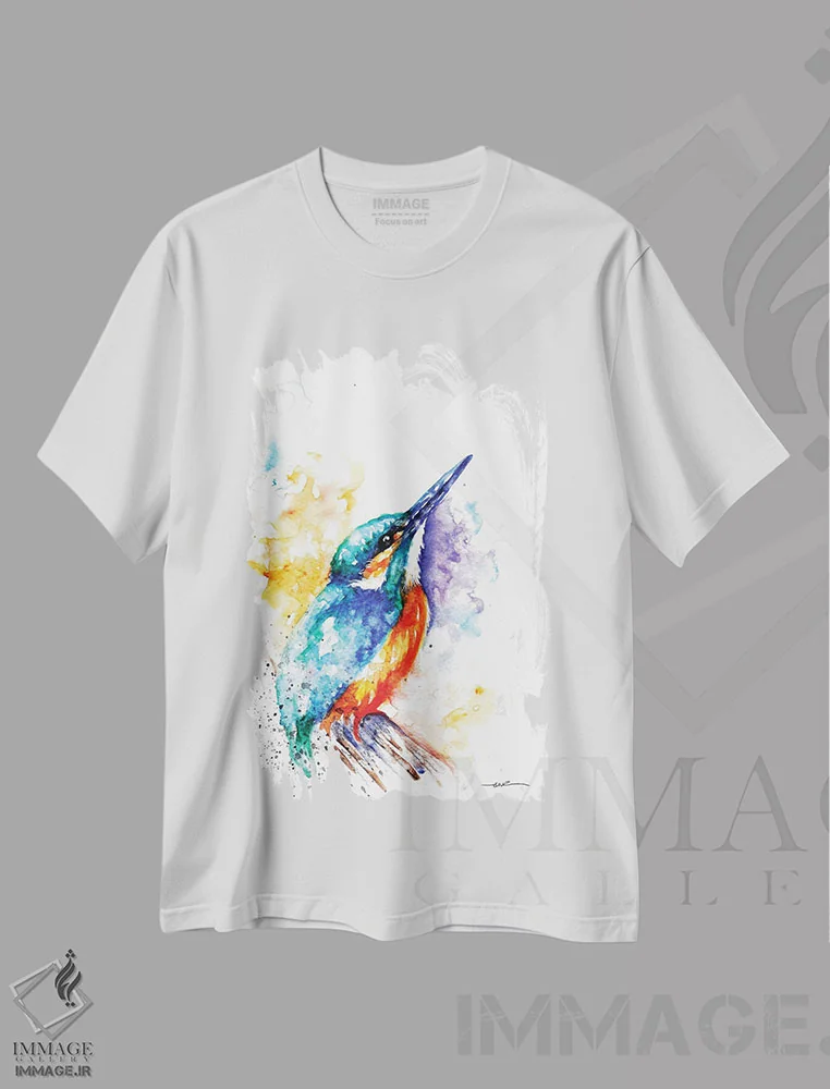 تیشرت سفید طرح دار مرغ ماهی خوار ۱، مدیوم اثر بیبزآرتس | immage.ir