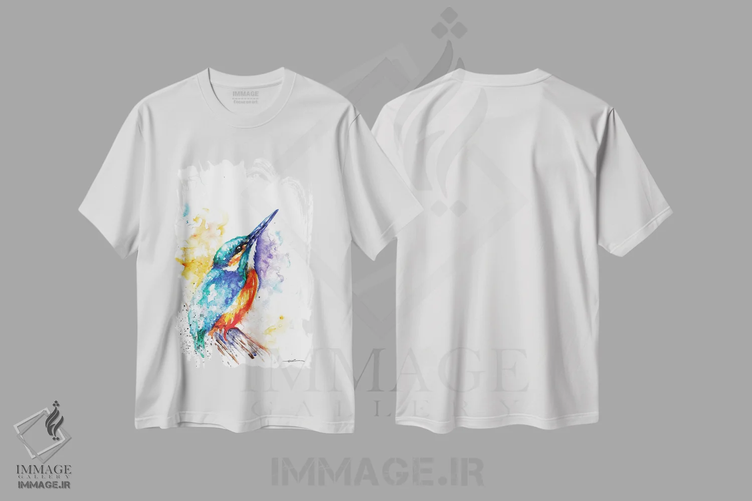 تیشرت سفید طرح دار مرغ ماهی خوار ۱، مدیوم اثر بیبزآرتس | immage.ir