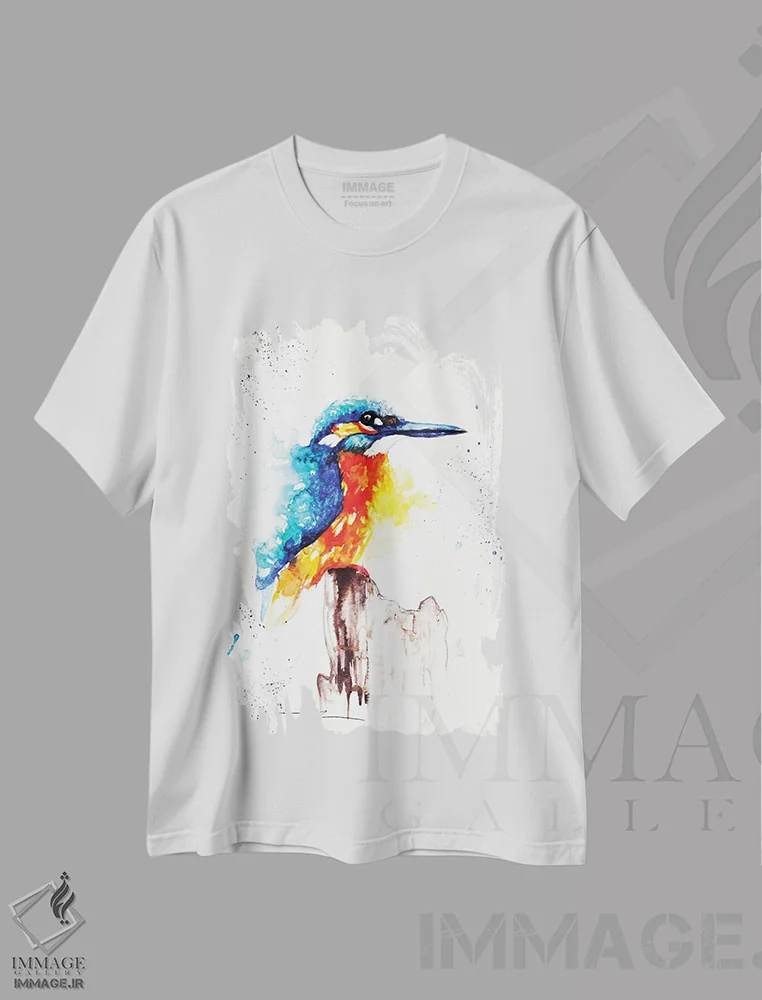 تیشرت سفید طرح دار مرغ ماهی خوار ۲، مدیوم اثر بیبزآرتس | فروشگاه ایماژ