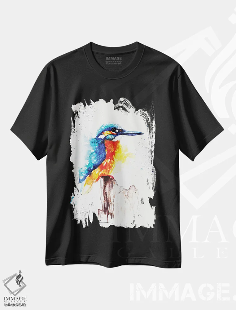تیشرت مشکی طرح دار مرغ ماهی خوار ۲، مدیوم اثر بیبزآرتس | immage.ir