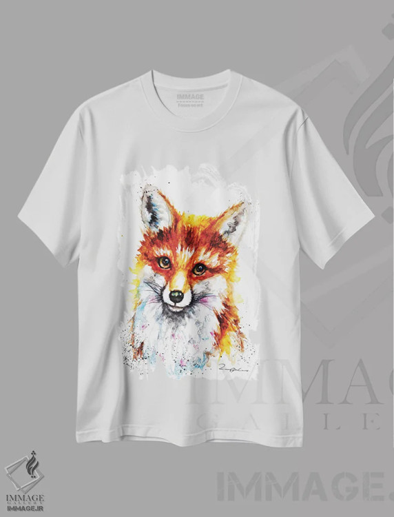 تیشرت سفید طرح دار روباه ماده کوچک، مدیوم اثر بیبزآرتس | immage.ir