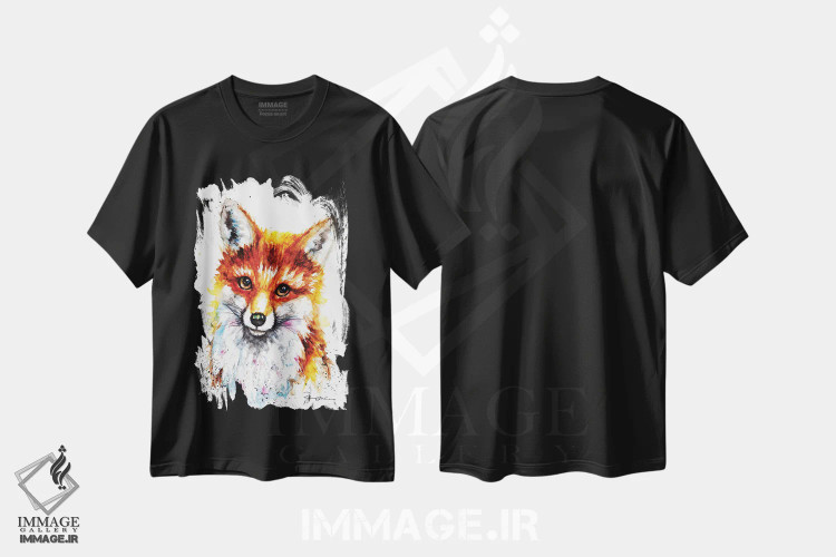 تیشرت مشکی طرح دار روباه ماده کوچک، مدیوم اثر بیبزآرتس | فروشگاه ایماژ