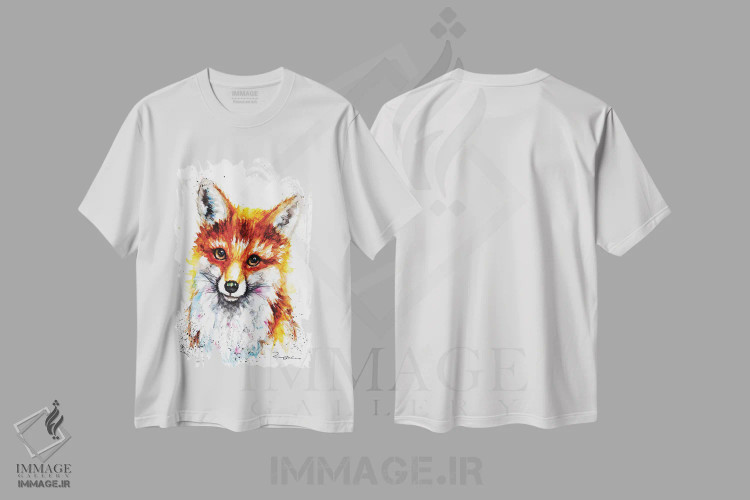 تیشرت سفید طرح دار روباه ماده کوچک، مدیوم اثر بیبزآرتس | immage.ir