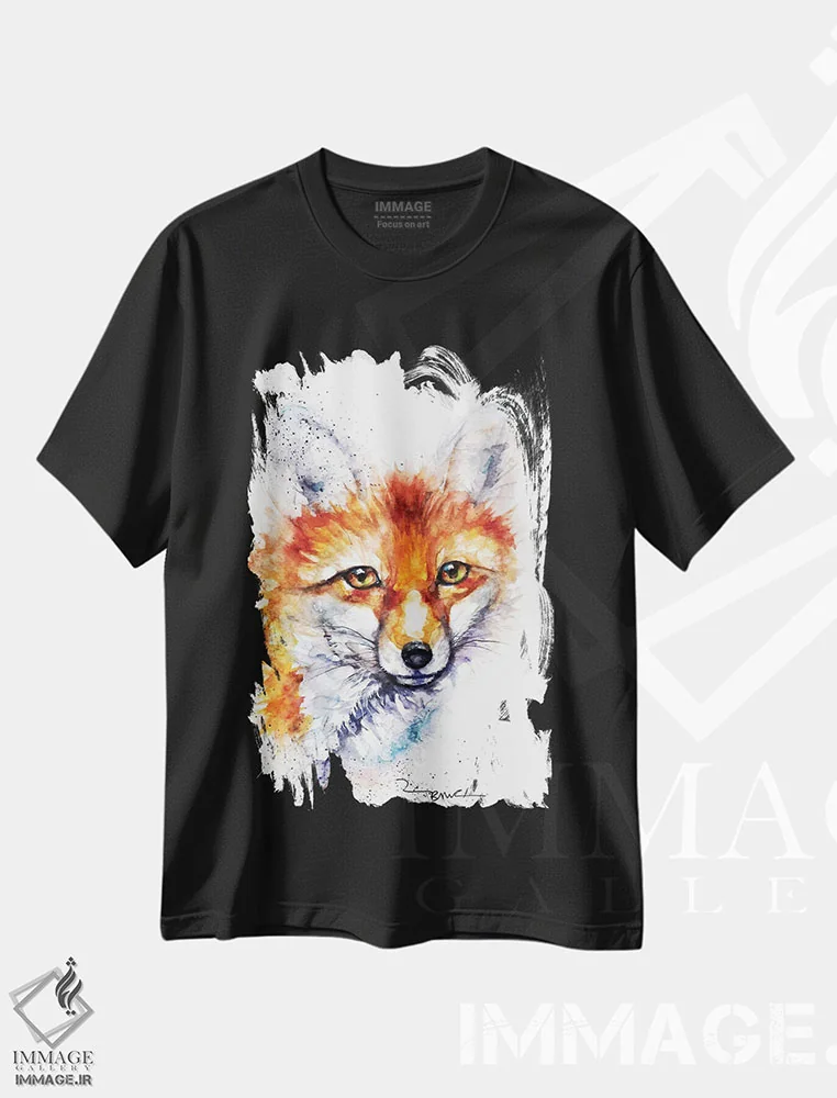 تیشرت مشکی طرح دار روباه ماده زیبا، مدیوم اثر بیبزآرتس | فروشگاه ایماژ