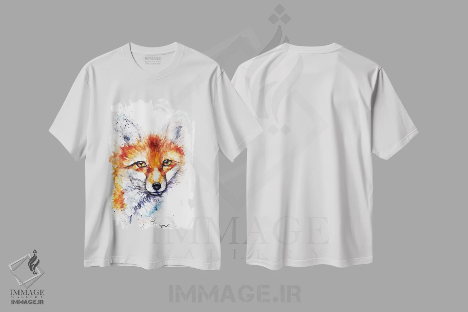 تیشرت سفید طرح دار روباه ماده زیبا، مدیوم اثر بیبزآرتس | immage.ir
