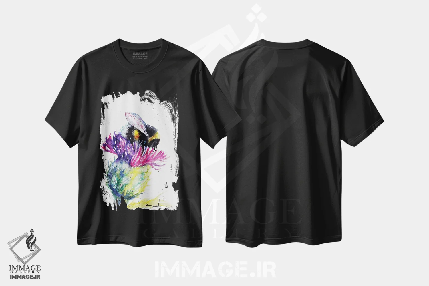تیشرت مشکی طرح دار زنبور و خار، مدیوم اثر بیبزآرتس | فروشگاه ایماژ