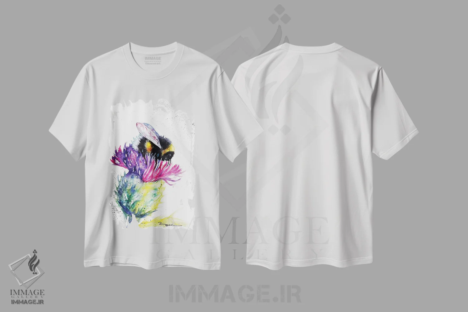 تیشرت سفید طرح دار زنبور و خار، مدیوم اثر بیبزآرتس | immage.ir