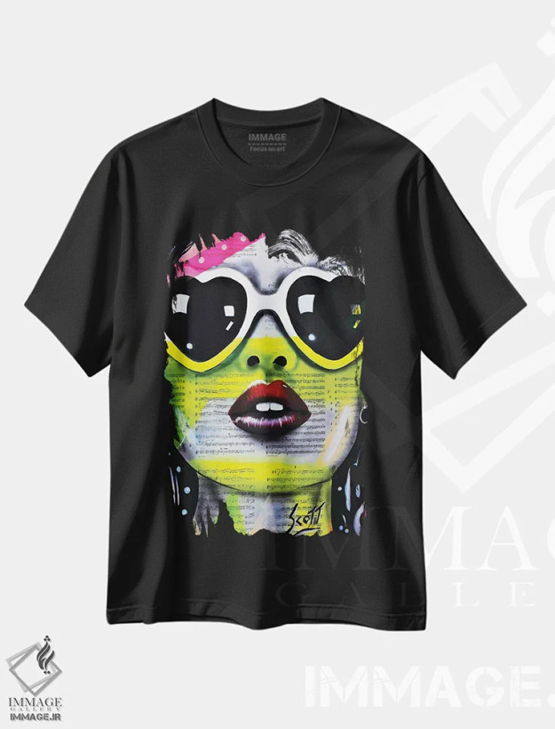 تیشرت مشکی طرح دار شاید تا ابد زندگی کنیم، هنر فاخر معاصر اثر براندون اسکات | فروشگاه ایماژ