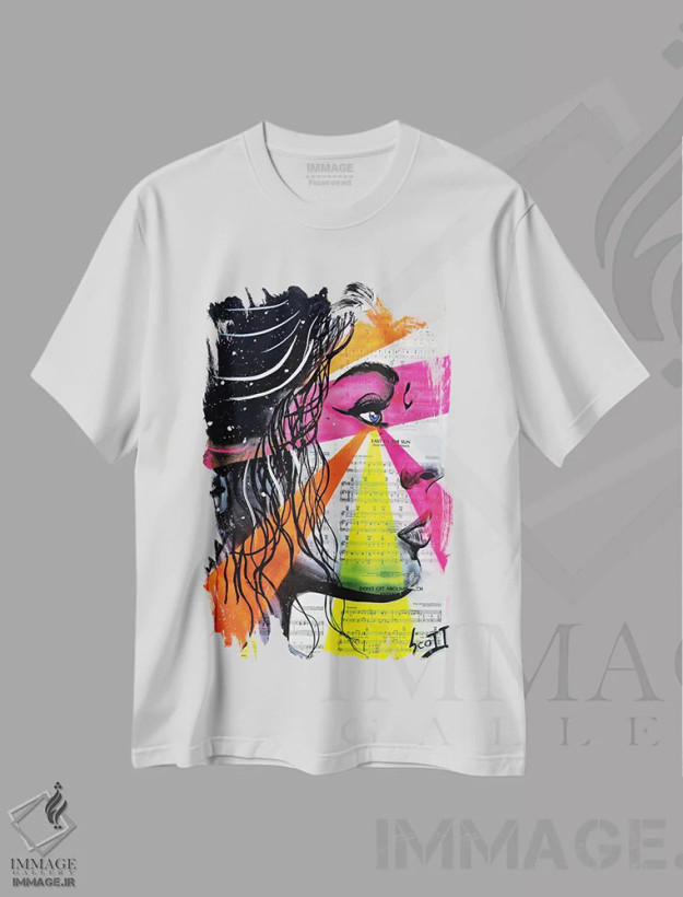 تیشرت سفید طرح دار کارگردان، هنر فاخر معاصر اثر براندون اسکات | فروشگاه ایماژ