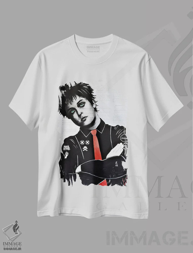 تیشرت سفید طرح دار بیلی جو آرمسترانگ، مدیوم اثر براندون اسکات | فروشگاه ایماژ