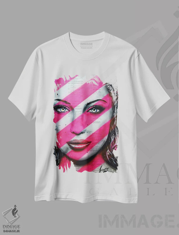 تیشرت سفید طرح دار شجاع، دکوراسیون جایگزین اثر براندون اسکات | فروشگاه ایماژ