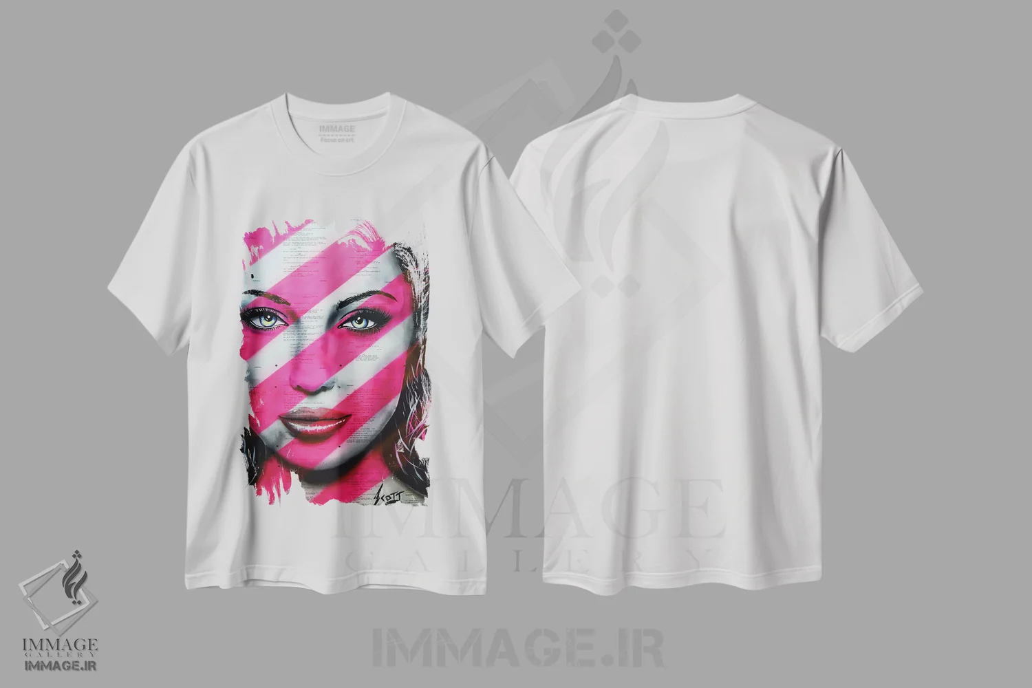 تیشرت سفید طرح دار شجاع، دکوراسیون جایگزین اثر براندون اسکات | فروشگاه ایماژ