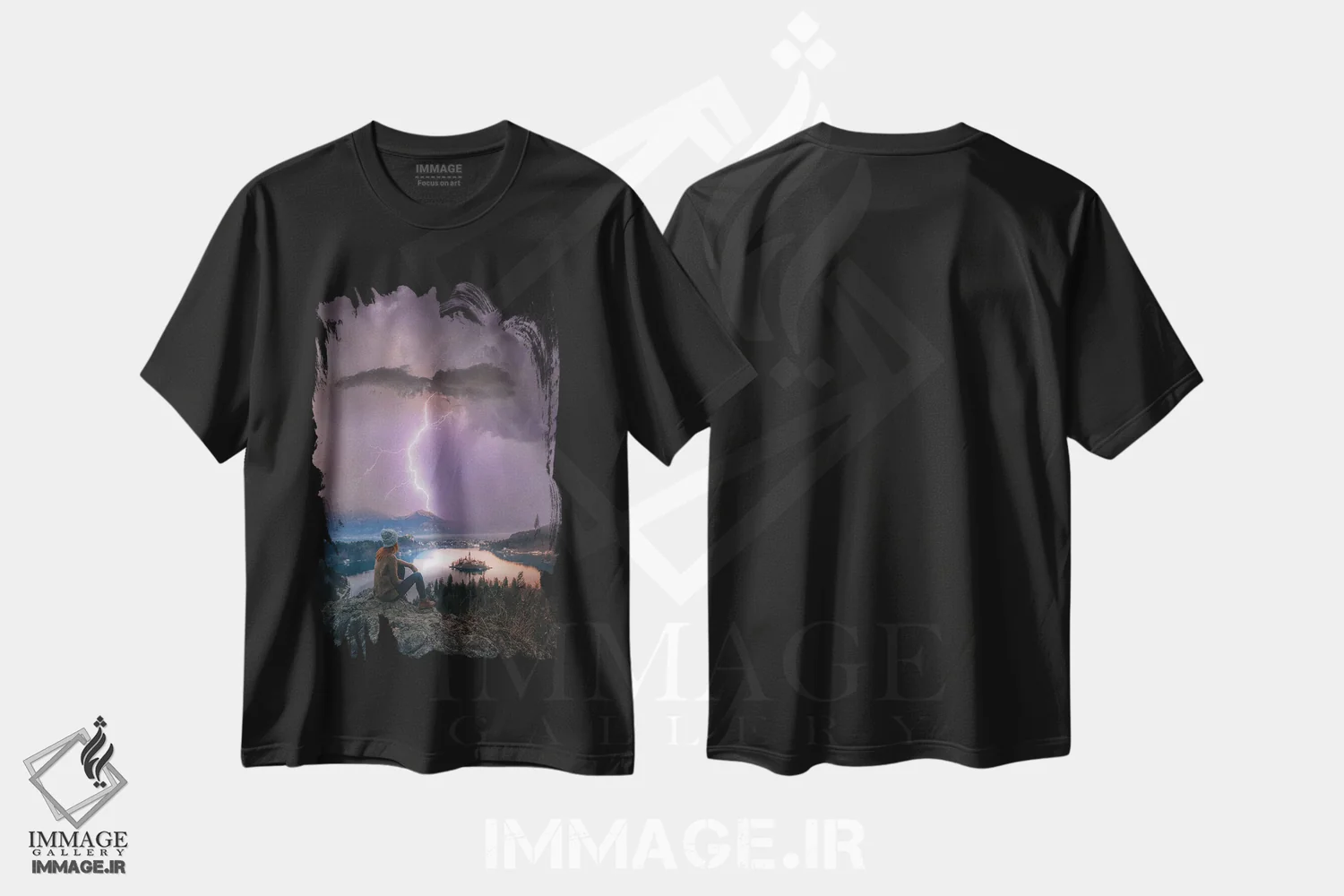تیشرت مشکی طرح دار اندیشه های دریاچه بلد، عکاسی هوایی اثر برنت شاونور | فروشگاه ایماژ