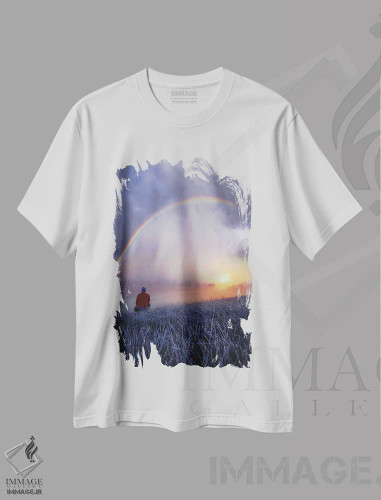 تیشرت سفید طرح دار رنگین کمان های یخ زده، مدیوم اثر برنت شاونور | فروشگاه ایماژ