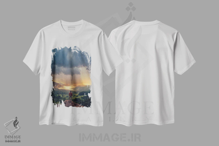 تیشرت سفید طرح دار افکار طوفانی، عکاسی هوایی اثر برنت شاونور | فروشگاه ایماژ