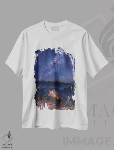 تیشرت سفید طرح دار رویای ترانسیلوانیا را ادامه بده، عکاسی هوایی اثر برنت شاونور | فروشگاه ایماژ