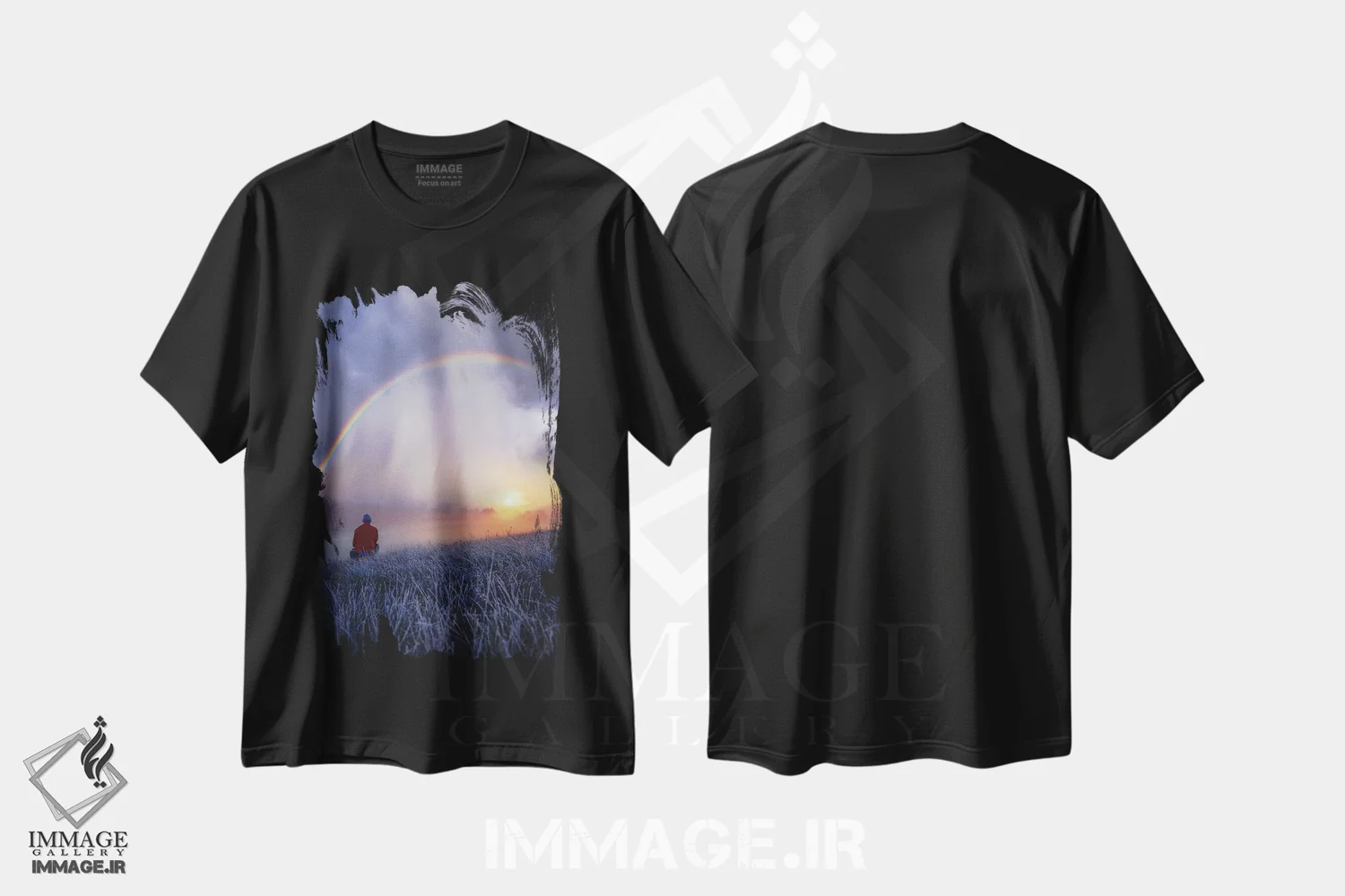 تیشرت مشکی طرح دار رنگین کمان های یخ زده، مدیوم اثر برنت شاونور | immage.ir